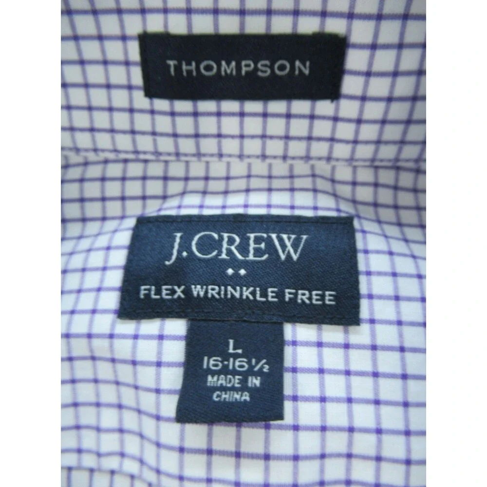 J. CREW Thompson Shirt Men’s Large 16-16.5 Wrinkle Free Long Slv Check Purple